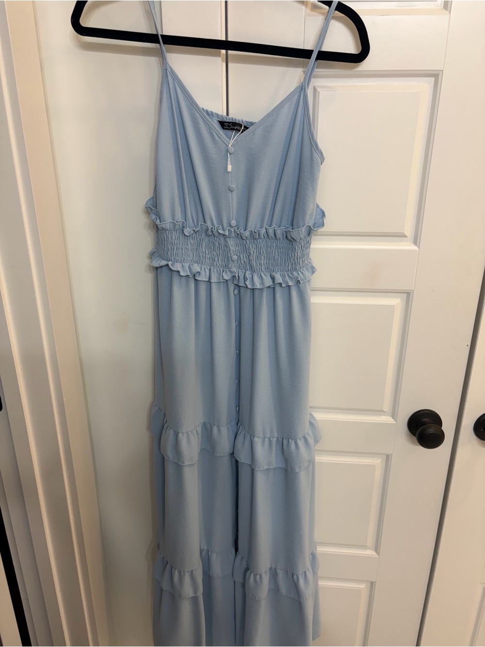 Simplee Pale Blue Button-Front Sundress